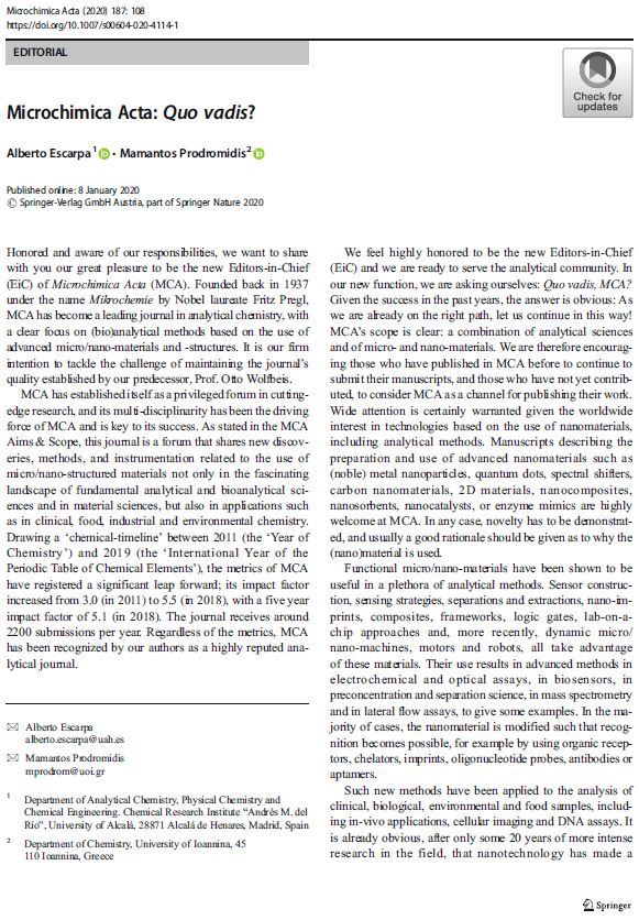 Microchimica Acta: Quo vadis?